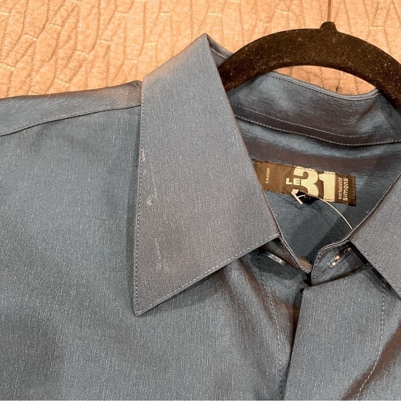 VINTAGE Simons 90’s blue iridescent button down shirt size XL NWT - Picture 9 of 9